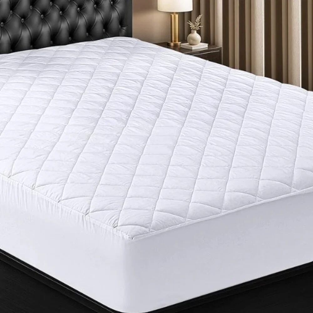 Utopia Quilted Mattress Pad Full Size White Elastic Deep Pocket Bed Topper